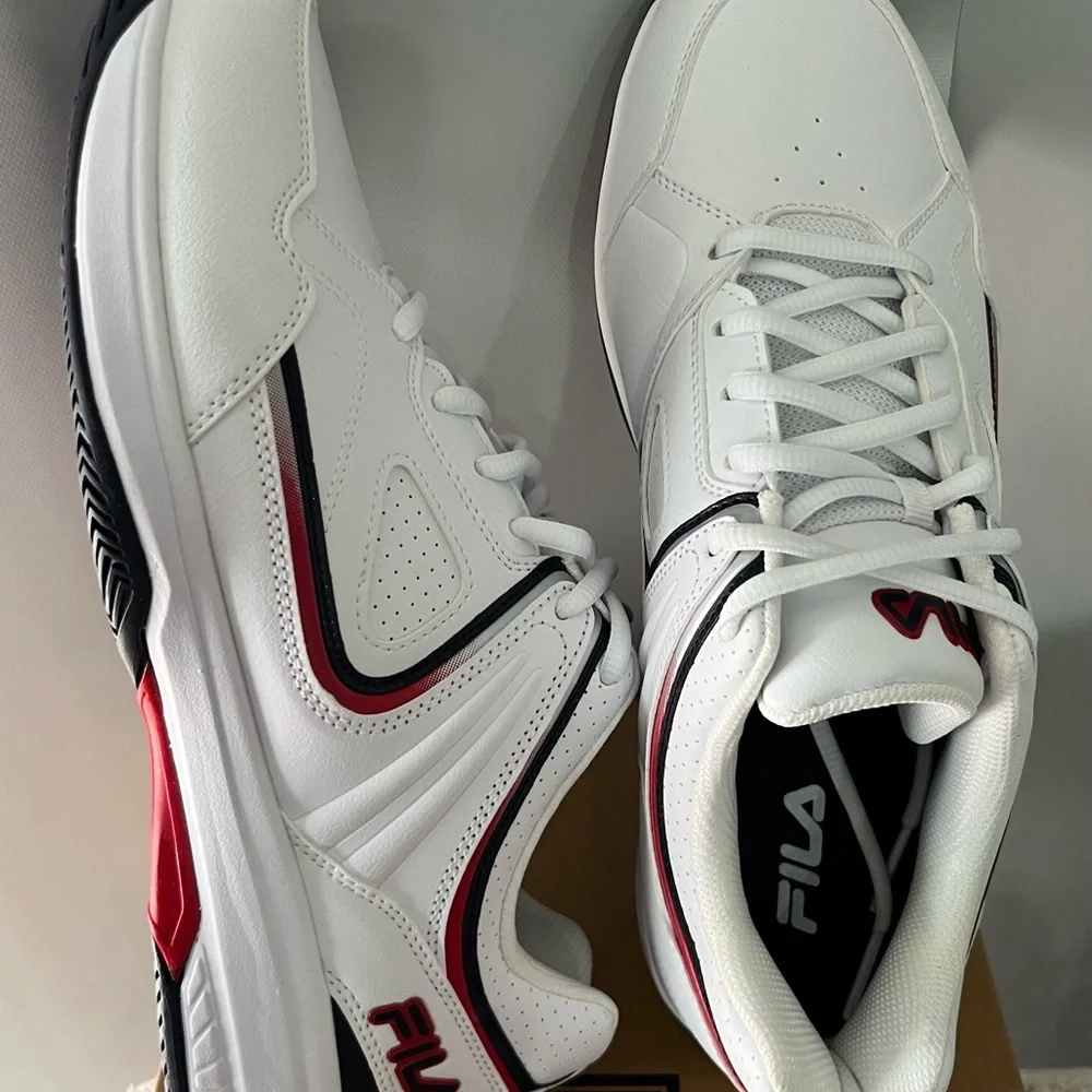 FILA White Sneakers‎ with Red & Navy Trim